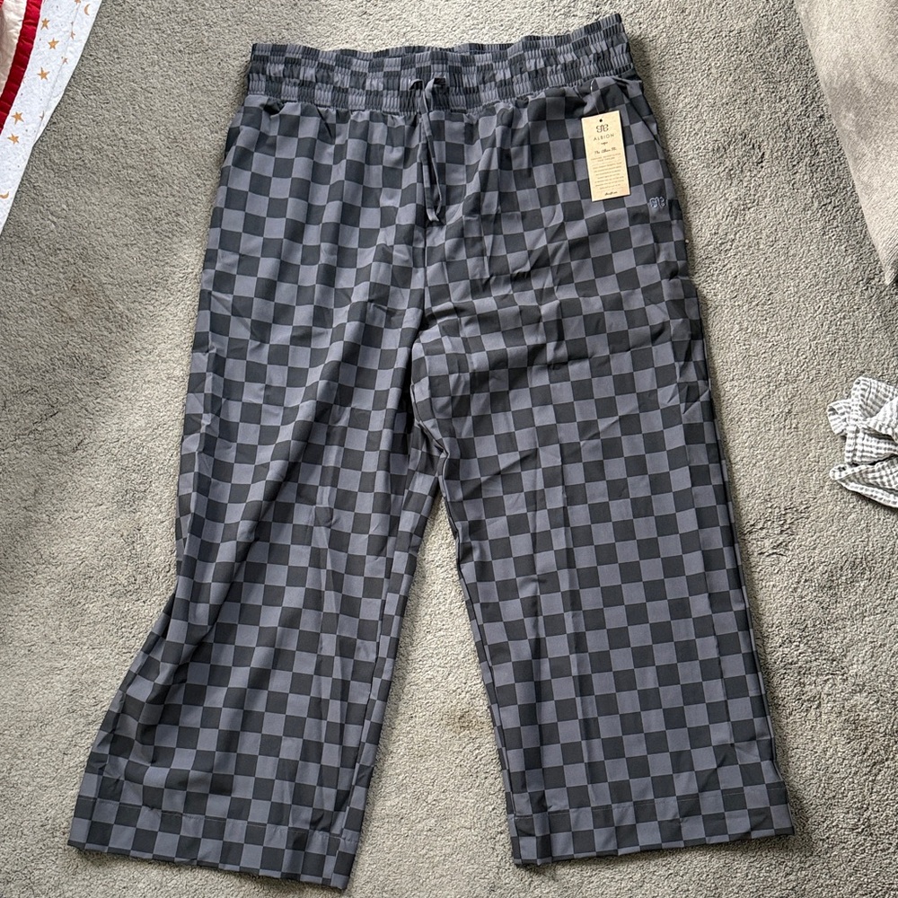 Gray Checkered Drawstring Pants NWT - image 1